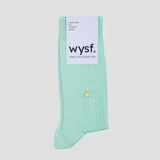 nachhaltige socken von what you stand for. rippen strickmuster, farbe mintgrün. fair hergestellt in portugal. wysf. mode, mit der du zeigst, wer du bist. nachhaltige socken unisex. nachhaltige socken damen. nachhaltige socken herren. bio baumwolle. wysf.